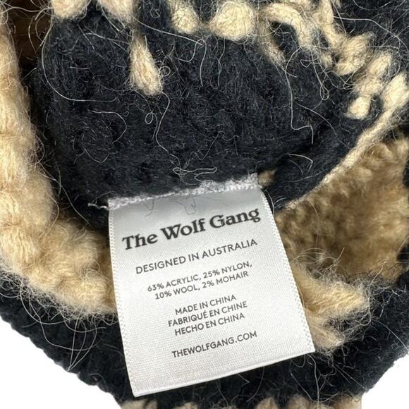 The Wolf Gang - Palermo Knit Beanie is Black and Beigea main image 5